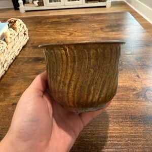 Brass Small Planter *heavy patina*
